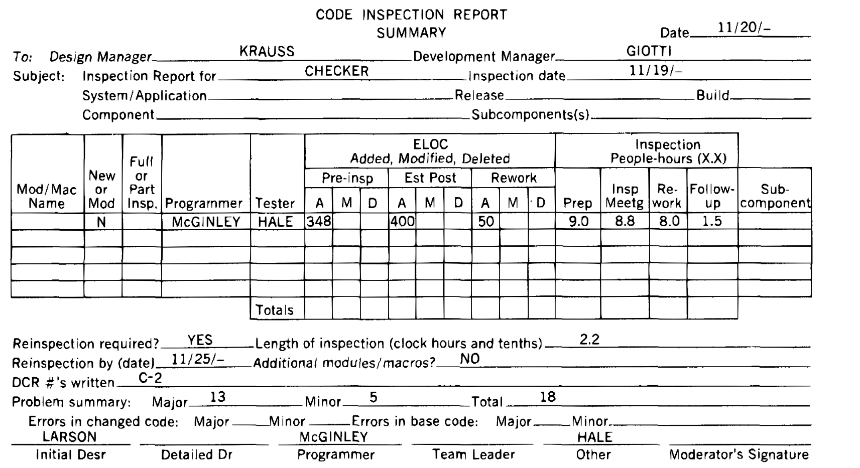 Code Inspection Report
